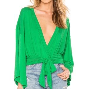 NWOT Free People That's a Wrap Kelly Green Top Large